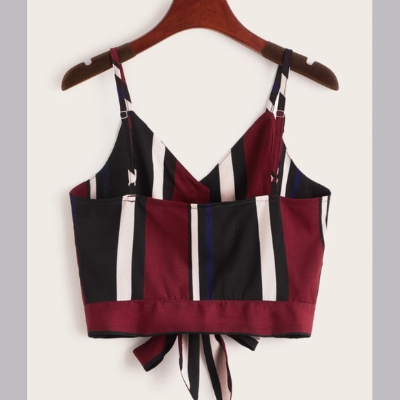 Striped Button Front Knot Hem Cami Top - Picture 3 of 6